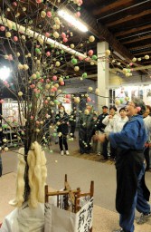 白や赤、緑…冬に彩り 豊作祈る繭玉飾り 富岡製糸場