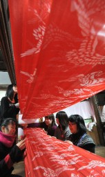 絹地に紅鮮やか 高崎