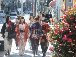 桐生市内を着物姿で散策