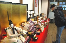 華やかな衣装を纏ったひな人形が並ぶ会場