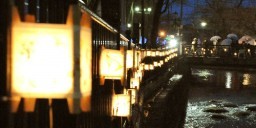 光の街まえばしプロジェクト」(池下敦洋委員長)の点灯式が28日、同市の朔太郎橋で開かれ、約1300個のライトに光がともった